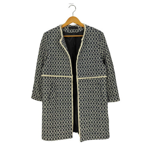 ザラ ZARA WOMAN ツイード ノーカラー コート レディース import:L