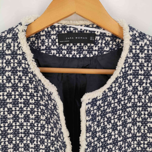 ザラ ZARA WOMAN ツイード ノーカラー コート レディース import:L