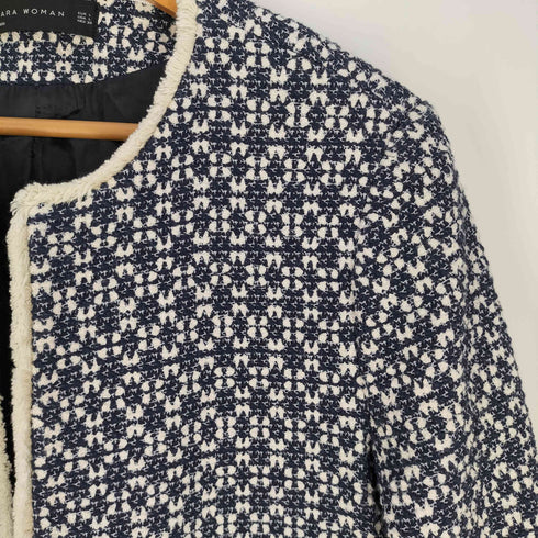 ザラ ZARA WOMAN ツイード ノーカラー コート レディース import:L