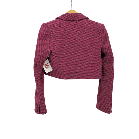 ザラ ZARA クロップド ダブル ブレスト ツイード テーラードジャケット レディース import:S