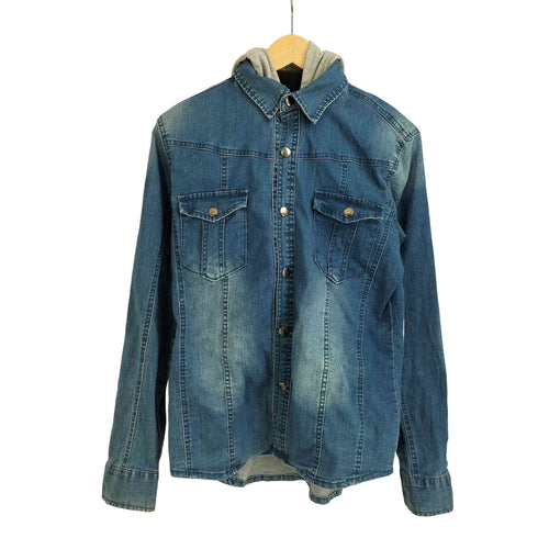 セマンティックデザイン semanticdesign 異素材 ドッキング ジップアップ パーカー レイヤード デニム シャツ メンズ import:S