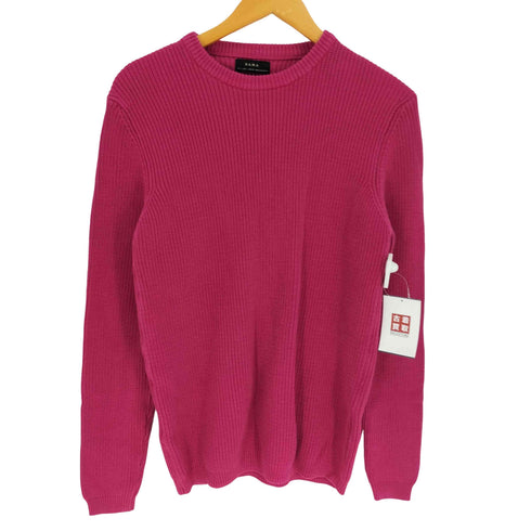 ザラ ZARA FINE COTTON 畔編み コットン クルーネック ニット セーター メンズ import:L