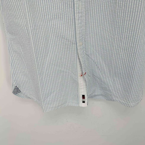 トミーヒルフィガー TOMMY HILFIGER シアサッカー半袖ストライプシャツ SLIM FIT メンズ JPN:M