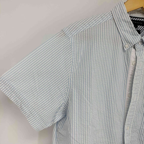 トミーヒルフィガー TOMMY HILFIGER シアサッカー半袖ストライプシャツ SLIM FIT メンズ JPN:M