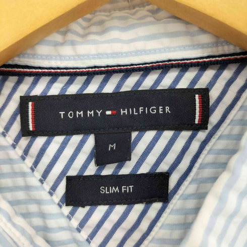 トミーヒルフィガー TOMMY HILFIGER シアサッカー半袖ストライプシャツ SLIM FIT メンズ JPN:M