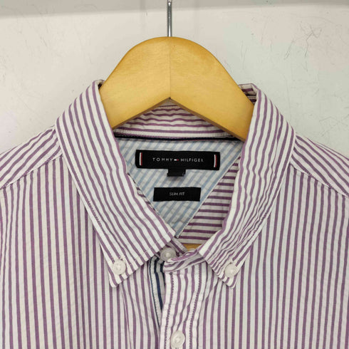 トミーヒルフィガー TOMMY HILFIGER シアサッカー半袖ストライプシャツ SLIM FIT メンズ JPN:M