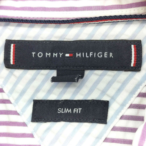 トミーヒルフィガー TOMMY HILFIGER シアサッカー半袖ストライプシャツ SLIM FIT メンズ JPN:M