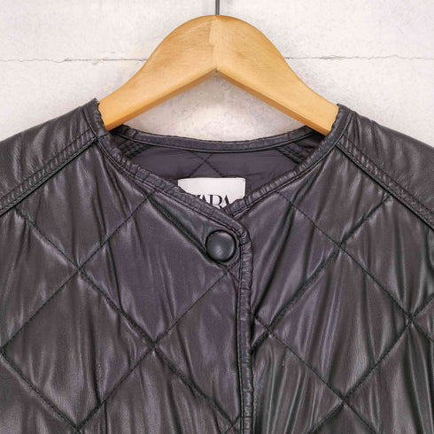 ザラ ZARA エコレザー キルティング ロングコート レディース import:XS