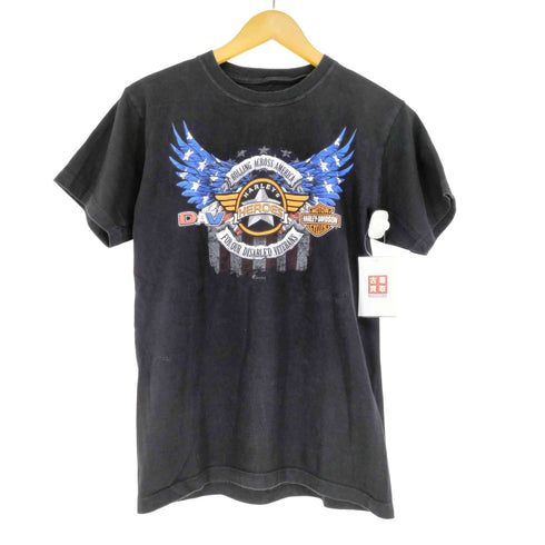 両面企業ロゴプリントクルーネックTシャツ メンズ