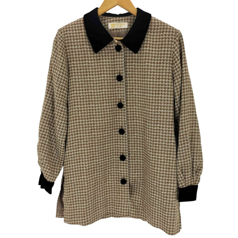 DIFFUSION 千鳥格子 ベロア切替ハーフコート レディース EUR:40