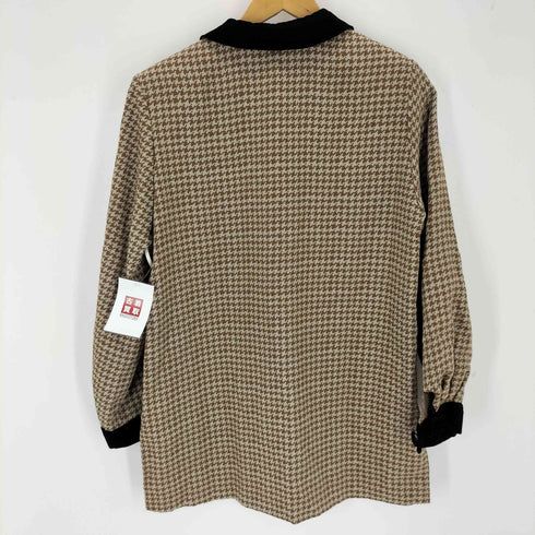 DIFFUSION 千鳥格子 ベロア切替ハーフコート レディース EUR:40