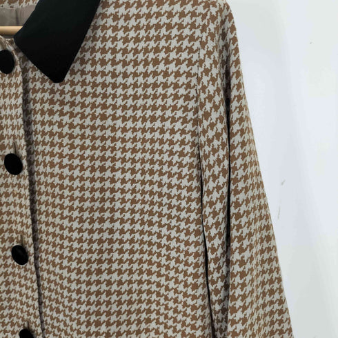 DIFFUSION 千鳥格子 ベロア切替ハーフコート レディース EUR:40