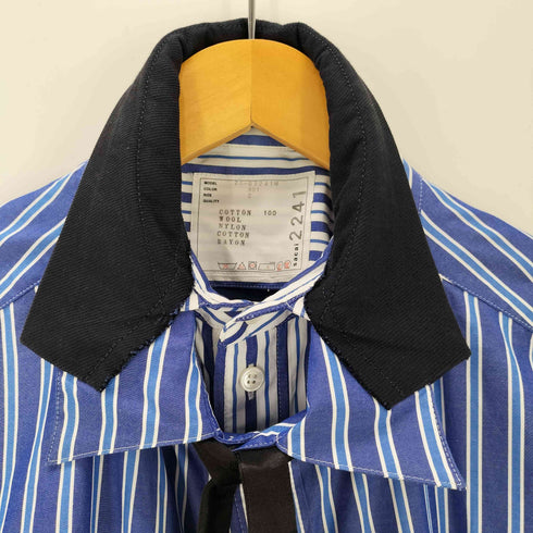 サカイ Sacai Poplin Shirt レイヤード ポプリン ストライプ シャツ メンズ JPN:2