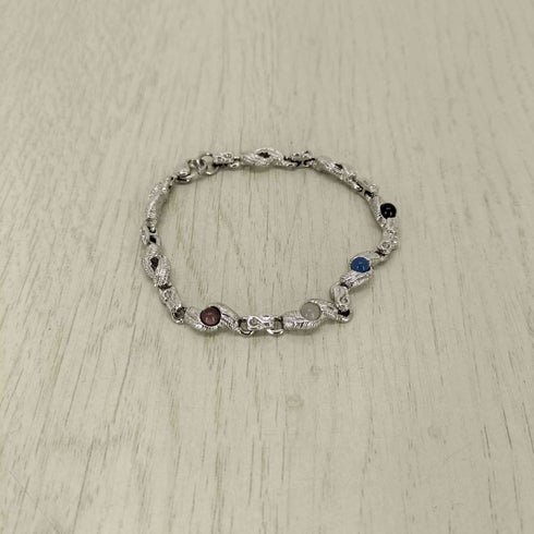 刻印無 ストーン装飾シルバーブレスレット メンズ