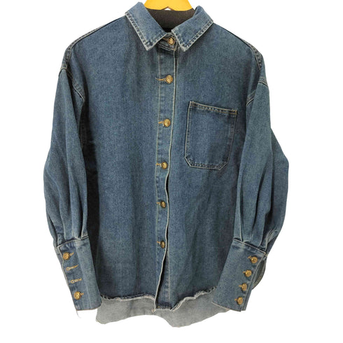 L/S 金ボタン デニムシャツ レディース
