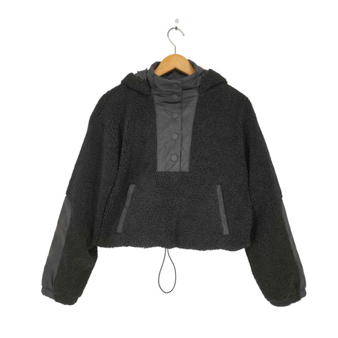 ザラ ZARA Fleece Half Snap Long Sleeve Cropped Jacket レディース import:M