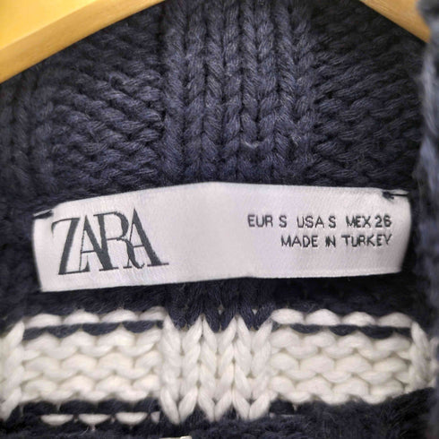 ザラ ZARA ストライプ クロップド ニット カーディガン レディース import:S