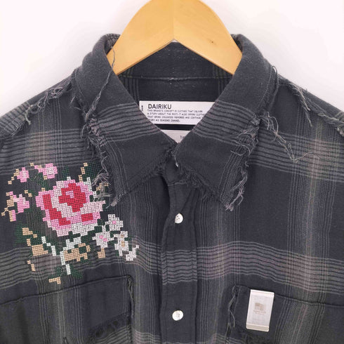 ダイリク DAIRIKU the our 別注 フラワー刺繍 チェックシャツ メンズ M
