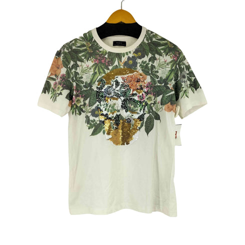 ザラ ZARA フロントスカルデザインボタニカル柄 S/S Tシャツ メンズ import:S