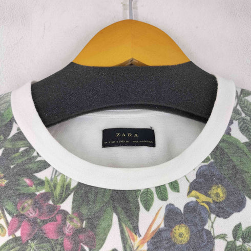 ザラ ZARA フロントスカルデザインボタニカル柄 S/S Tシャツ メンズ import:S