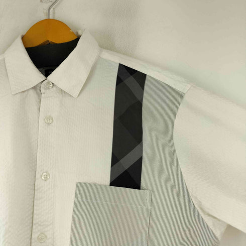 ブラックレーベルクレストブリッジ BLACK LABEL CRESTBRIDGE 異素材切替シアサッカー S/S シャツ メンズ JPN:L