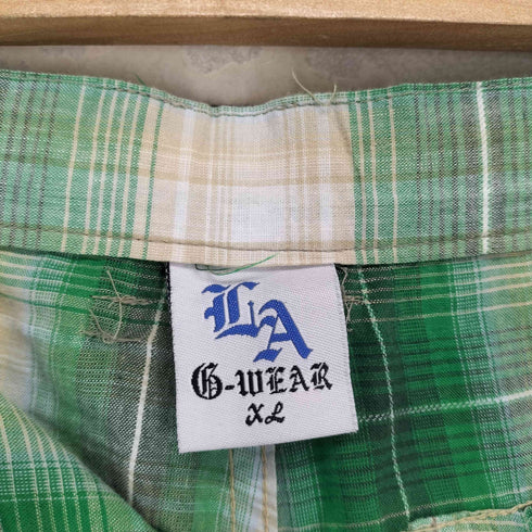LA G-WEAR 韓国製 オンブレチェック コットンショートパンツ street メンズ XL