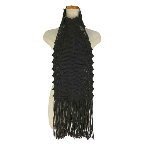 ミー イッセイミヤケ me ISSEY MIYAKE メッシュ フリンジ ニット スカーフ レディース