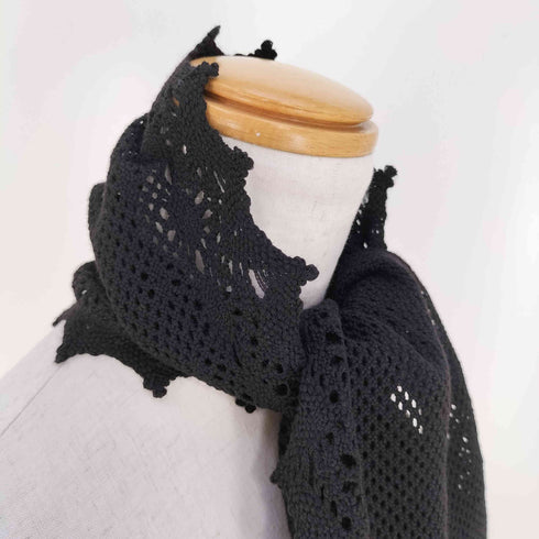 ミー イッセイミヤケ me ISSEY MIYAKE メッシュ フリンジ ニット スカーフ レディース