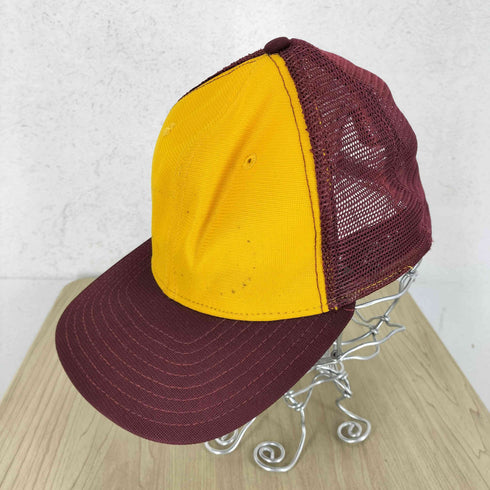 ニューエラ NEW ERA 80s USA製 筆記体ロゴ ツバ裏グリーン メッシュキャップ メンズ medium-large