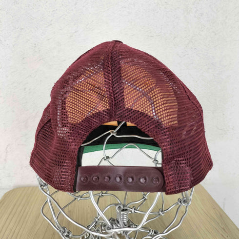 ニューエラ NEW ERA 80s USA製 筆記体ロゴ ツバ裏グリーン メッシュキャップ メンズ medium-large