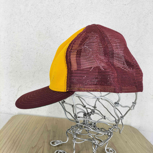 ニューエラ NEW ERA 80s USA製 筆記体ロゴ ツバ裏グリーン メッシュキャップ メンズ medium-large