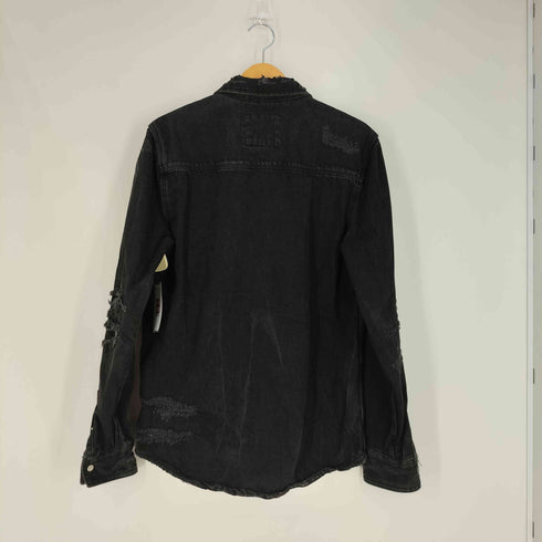ザラ ZARA RELAXED FIT Ripped denim overshirt リップド デニム オーバーシャツ メンズ import:M