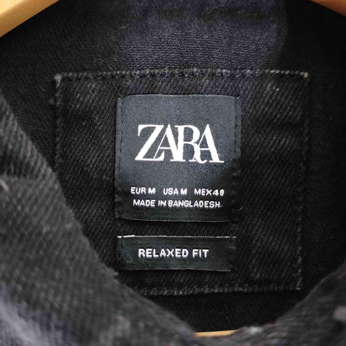 ザラ ZARA RELAXED FIT Ripped denim overshirt リップド デニム オーバーシャツ メンズ import:M