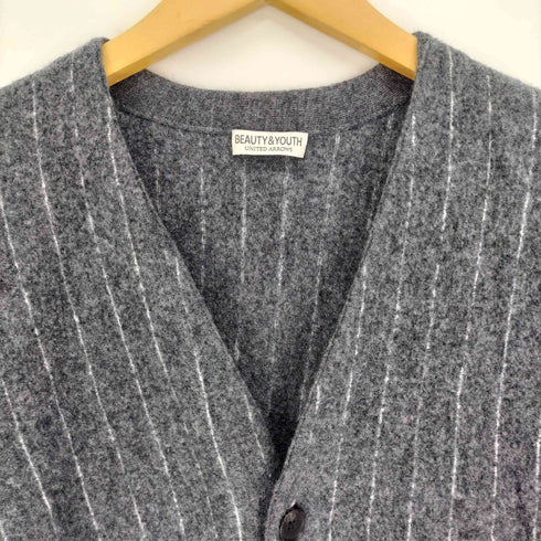ビューティーアンドユースユナイテッドアローズ BEAUTY & YOUTH UNITED ARROWS 23AW ボイル ウール チョーク ストライプ Vネック カーディガン メンズ JPN:XL