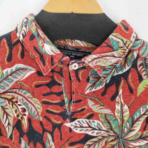 ポロスポーツラルフローレン POLO SPORT RALPH LAUREN 90s ヘンプ混 リーフ柄 ポロアロハシャツ メンズ JPN:M