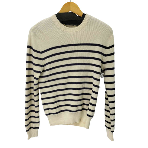 ポロラルフローレン POLO RALPH LAUREN 肩ボタン クルーネックボーダーコットンニット レディース import:XS