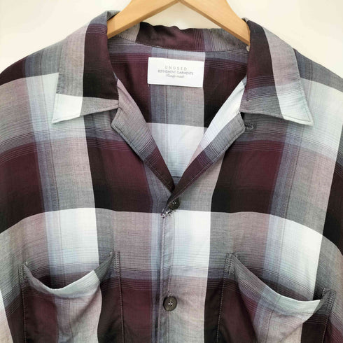 アンユーズド UNUSED 22SS OMBRE CHECK OPEN COLLAR SHIRT オンブレ オープン カラー シャツ メンズ JPN:2