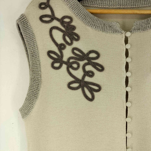 lumiershop フロントスリットコード刺繍ニットワンピース レディース