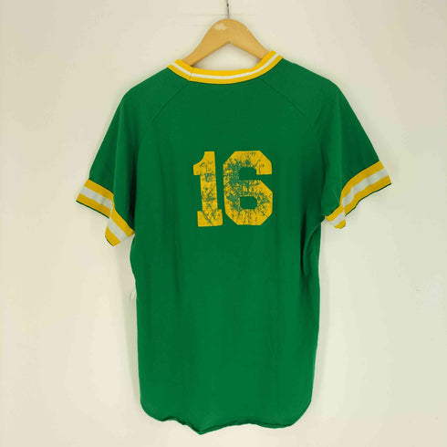 ウィルソン Wilson 90S USA製 CANNECTICUT NATIONAL BANK プリント Vネック リンガー Tシャツ メンズ import:L