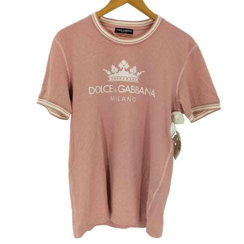 ドルチェアンドガッバーナ DOLCE&GABBANA イタリア製 クラウン プリント トリム 半袖 Tシャツ メンズ EUR:46