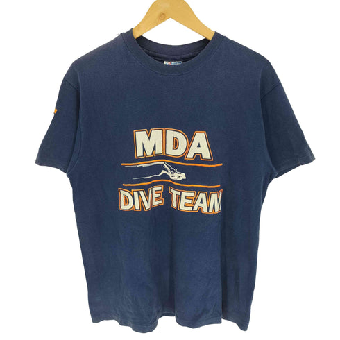 90S USA製 HANESボディ MDA DIVE TEAM GUAM フロント 袖 プリント シングルステッチ S/S クルーネック Tシャツ メンズ import:L