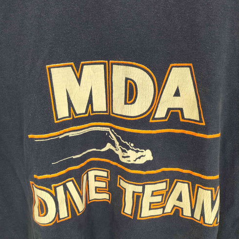 90S USA製 HANESボディ MDA DIVE TEAM GUAM フロント 袖 プリント シングルステッチ S/S クルーネック Tシャツ メンズ import:L