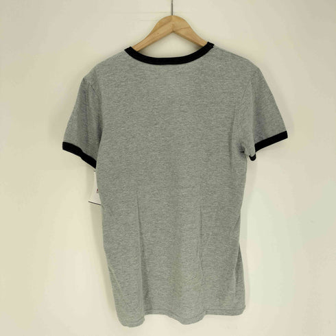90S テーマパーク ロゴ刺繍 S/S クルーネック リンガー Tシャツ メンズ import:M