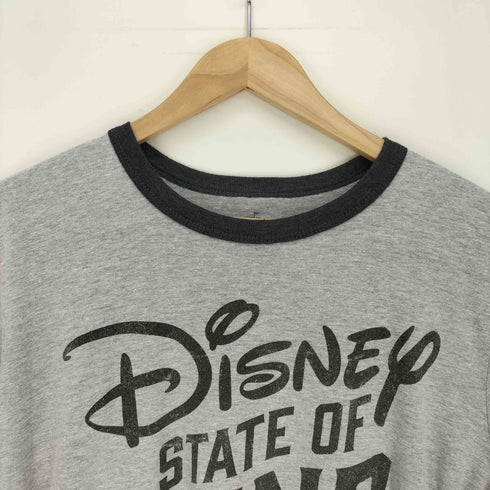 90S テーマパーク ロゴ刺繍 S/S クルーネック リンガー Tシャツ メンズ import:M