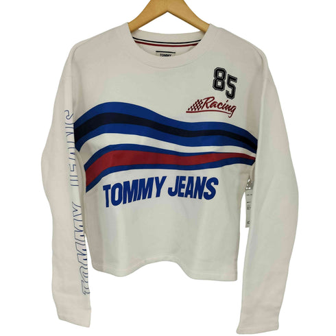 トミージーンズ tommy jeans 裏起毛 プリントロゴトレーナー レディース S