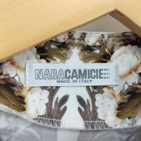 ナラカミーチェ NARACAMICIE イタリア製 ノーカラーフラワープリントシャツ レディース JPN:1