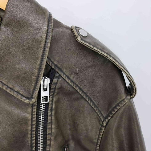 ザラ ZARA Cropped Faux Leather Biker Jacket クロップド フェイクレザー バイカージャケット レディース import:L