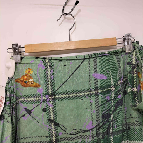ヴィヴィアンウエストウッドレッドレーベル Vivienne Westwood RED LABEL オーブプリント変形チェックスカート レディース 00