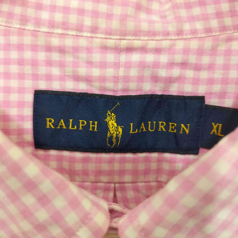 ラルフローレン RALPH LAUREN ポニー刺繍 ギンガムチェック柄 ボタンダウン ショートスリーブシャツ メンズ import:XL
