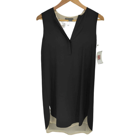 ヴィンス VINCE シルク100 バイカラー ノースリーブワンピース レディース import:XS
